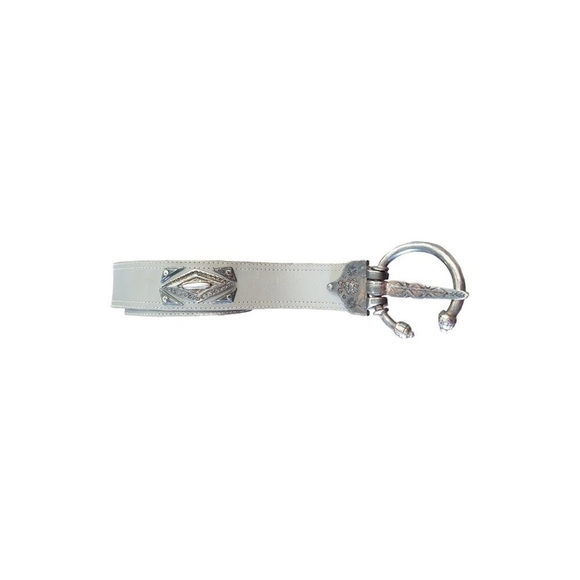 Laurel belt leather with a round, ornate metallic buckle Size 40 main image 9